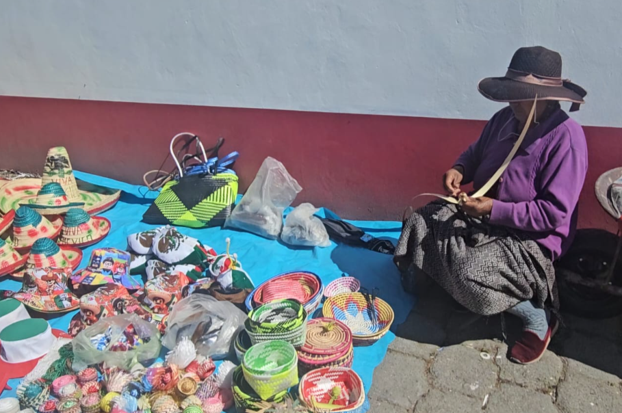 Doña Lucía, tejedora de palma otomí, orgullo artesanal en Toluca