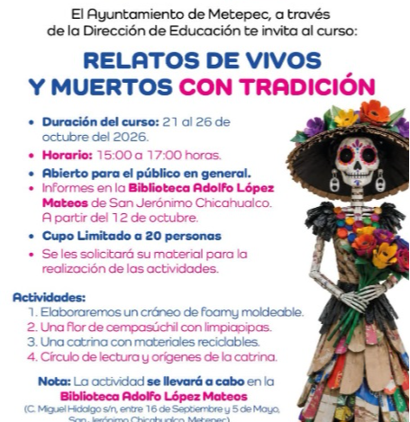 Metepec invita a vivir tradiciones de Día de Muertos