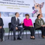 Delfina Gómez Álvarez y Carlos Eduardo Barrera Díaz colocaron primera piedra de Centro Integral de Atención a Pequeñas Especies