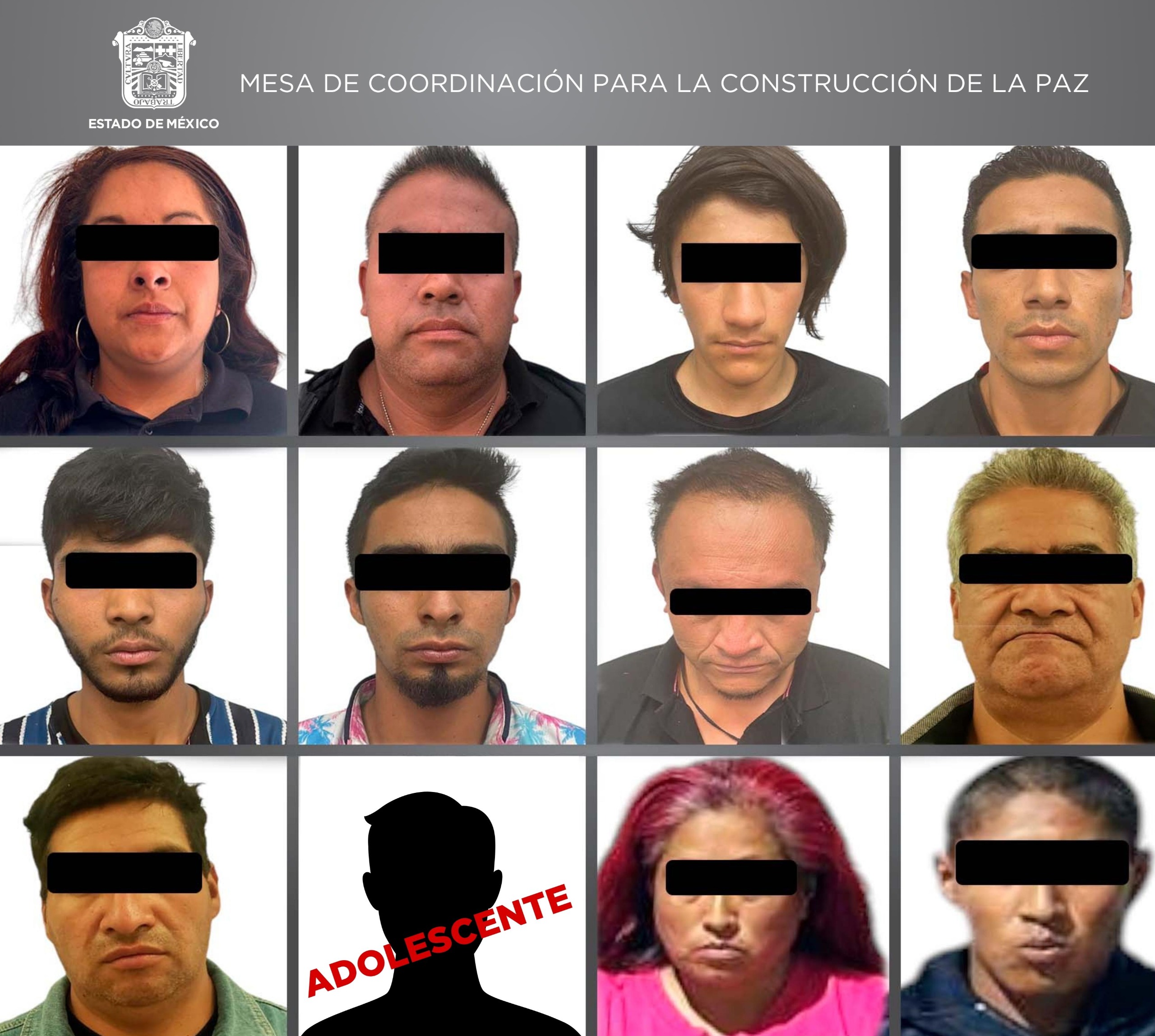 Detienen a 12 integrantes de cuatro células delictivas en Huehuetoca, Tultepec, La Paz y Almoloya de Juárez